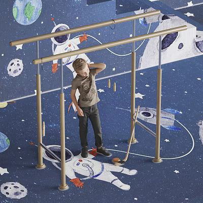 Modern parallel bars outdoor solid wood parallel bars 3d model