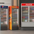 Upright Commercial Beverage Refrigerated Display Cabinets With Pepsi Fanta Coca Cola Drinks