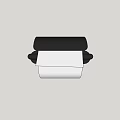 Modern Bathroom Toilet Paper Holder With Black Design And Rolled Paper