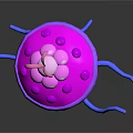 Colorful 3D Fantasy Structure With Pink Purple Umbrella Top Blue Stem And Tentacle Base