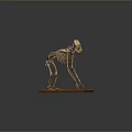 Detailed Monkey Skeleton Model Display on Brown Wooden Base with Dark Background