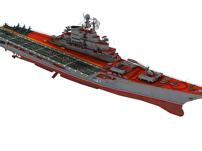 Aircraft Carrier Military Weapon System With Flight Deck Radar Equipment And Naval Structure 3d model