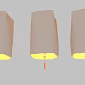 Three Traditional Chinese Orange Lanterns With Prayer Characters Glowing Decoration