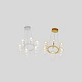 Luxurious Modern Chandelier with Gold Frame and Crystal Columns for Home Decor