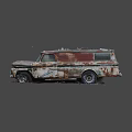 Vintage Rusty Truck With Weathered Body Parked In Overgrown Grass Area