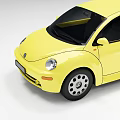 Stylish Yellow Volkswagen Beetle Car With Black Windows And Silver Wheels