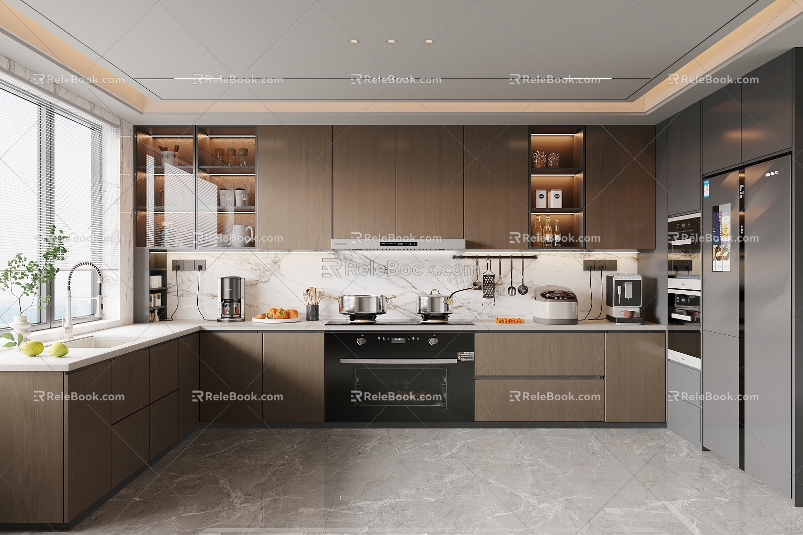 Modern Italian Enclosed Kitchen 3d model