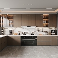 Modern Italian Enclosed Kitchen 3d model