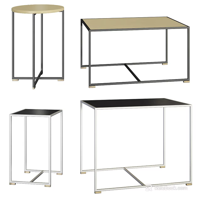 Modern Coffee Table Designs With Metal Frames And Sleek Tabletops 3d model 