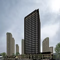 Modern Commercial Street with High Rise Buildings Urban Skyline and Contemporary Architecture