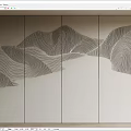 Modern Decorative Screen With Abstract Mountain Line Patterns For Interior Design 3d model