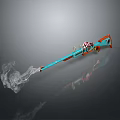Functional Blue Green Long Equipment With Orange Accents Smoke Emission And Decorative Parts