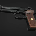 Vintage Pistol Featuring Classic Design Metal Frame And Wooden Textured Grip With Emblem
