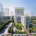 Modern Sustainable Office Building With Vertical Greenery Glass Facade And Surrounding Trees
