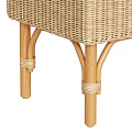 Natural Rattan Sofa Bench With Slender Wooden Legs For Living Room