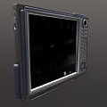 Industrial Computer Display with Control Panel Buttons and Knob Interface Design 3d model