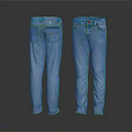 Classic Blue Denim Jeans with Front and Back View and Pocket Design 3d model