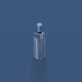 Elegant Transparent Wine Bottle With Vertical Stripes And Silver Cap On Blue Background