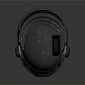 Sci Fi Tactical Helmet With Metallic Weathered Surface Red Light And Headset