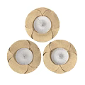 Natural Rattan Leaf Shaped Chandelier With Wooden Hanging Structure And Neutral Tones