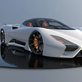 White Sports Car With Sleek Exterior Design Transparent Roof And Red Black Interior Seats