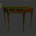 Elegant Red Half Moon Wooden Table With Curved Legs Classic Design