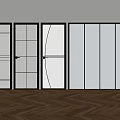 Modern Glass Doors With Black Frames And Various Patterned Glass In Interior Space 3d model