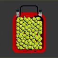 Red PRO Tennis Ball Feeder Machine Filled With Yellow Tennis Balls
