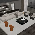 Modern Living Room Sofa And Coffee Table Set With Accent Chairs Ottomans And Area Rug
