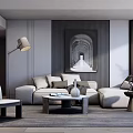 Modern sofa coffee table combination 3d model