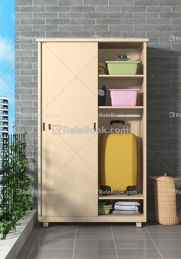 Household Sunscreen Balcony Storage Cabinet Bedroom sliding door Iron Wardrobe Outdoor Waterproof Storage Cabinet Steel 3d model