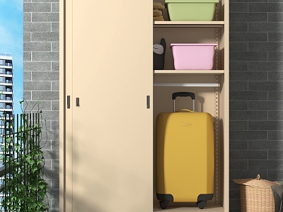 Household Sunscreen Balcony Storage Cabinet Bedroom sliding door Iron Wardrobe Outdoor Waterproof Storage Cabinet Steel 3d model