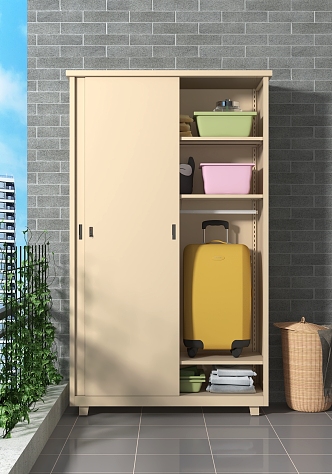 Household Sunscreen Balcony Storage Cabinet Bedroom sliding door Iron Wardrobe Outdoor Waterproof Storage Cabinet Steel 3d model