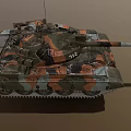 Military Tank With Camouflage Paint Number 215 Gun Barrel And Tracks