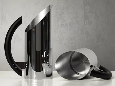 Shower Sauna Environment With Stylish Metallic Kettles 3d model
