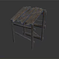 Rustic Vintage Wooden Small Table With Plank Top And Simple Structure