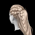 Game and Movie Character White Face Model With Brown Braided Hairstyle On Black Background