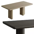 Modern Wooden Dining Tables with Light and Dark Wood Tones and Cylindrical Leg Design