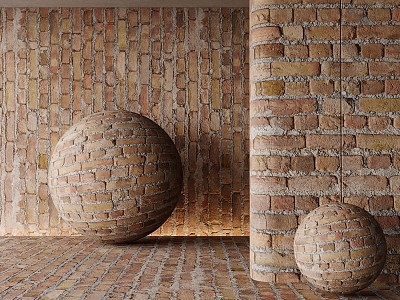 Red brick wall brick wall red brick cement wall 3d model