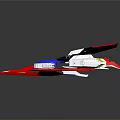 Scifi Vehicle Model With Red White Blue Streamlined Design And Wing Components 3d model