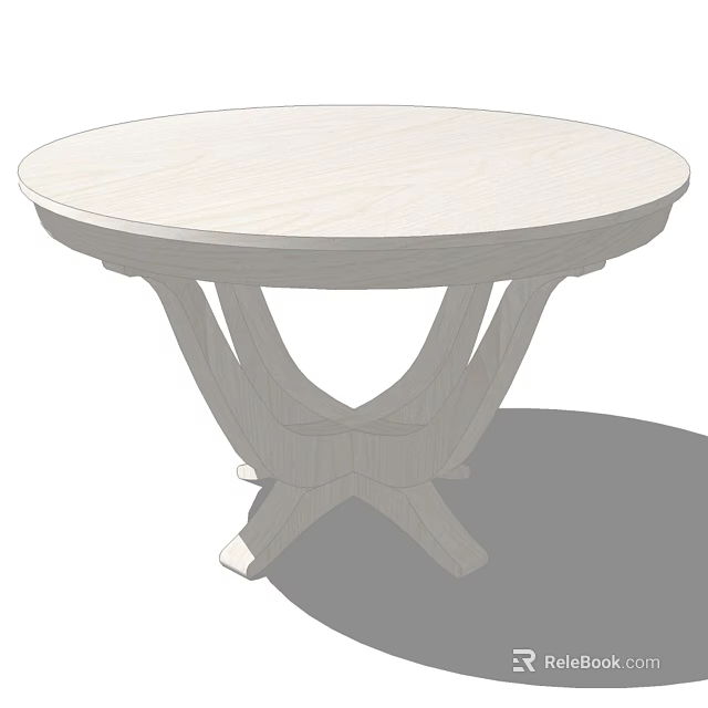 Minimalist Modern Round Wooden Dining Table with Simple Crossed Legs Design 3d model 