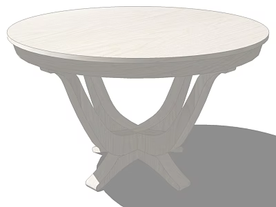 Minimalist Modern Round Wooden Dining Table with Simple Crossed Legs Design 3d model