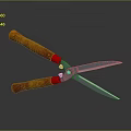 Durable Hardware Tool Scissors With Wooden Handle Red Accents And Silver Blades