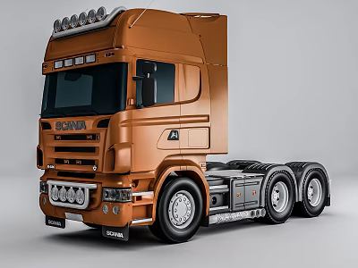 Orange SCANIA Heavy Duty Cargo Truck With Multi Wheel And Roof Lights 3d model Orange SCANIA Heavy Duty Cargo Truck With Multi Wheel And Roof Lights 3d model