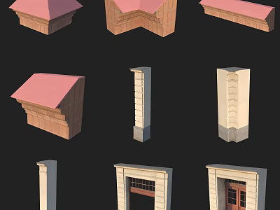 Various Decorative Columns With Different Architectural Styles And Building Elements 3d model