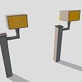 Outdoor Mobile Phone Charging Devices With Yellow Panel And Pillar Mounted Structure