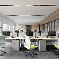 Modern Public Office Workspace With Open Layout Desks Computers And Ergonomic Chairs 3d model