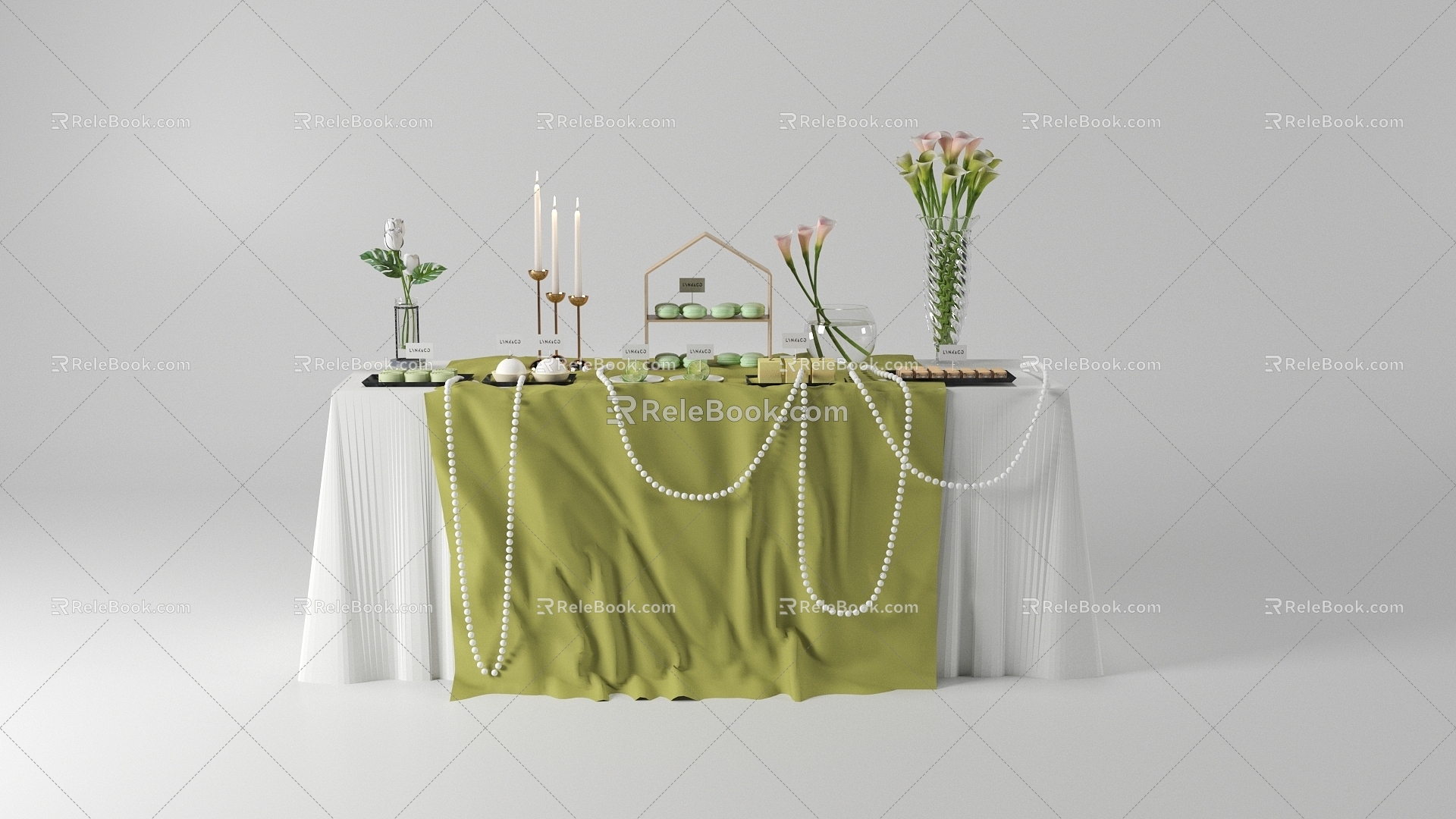 Swing Table Fabric Table Tea Break Meichen 3d model