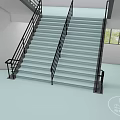 Modern Indoor Staircase Interior With Black Handrail And Light Colored Steps 3d model