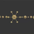 Golden Decorative Candelabra and Candlesticks as Home Furniture with Lit Candles and Dark Surface Reflections